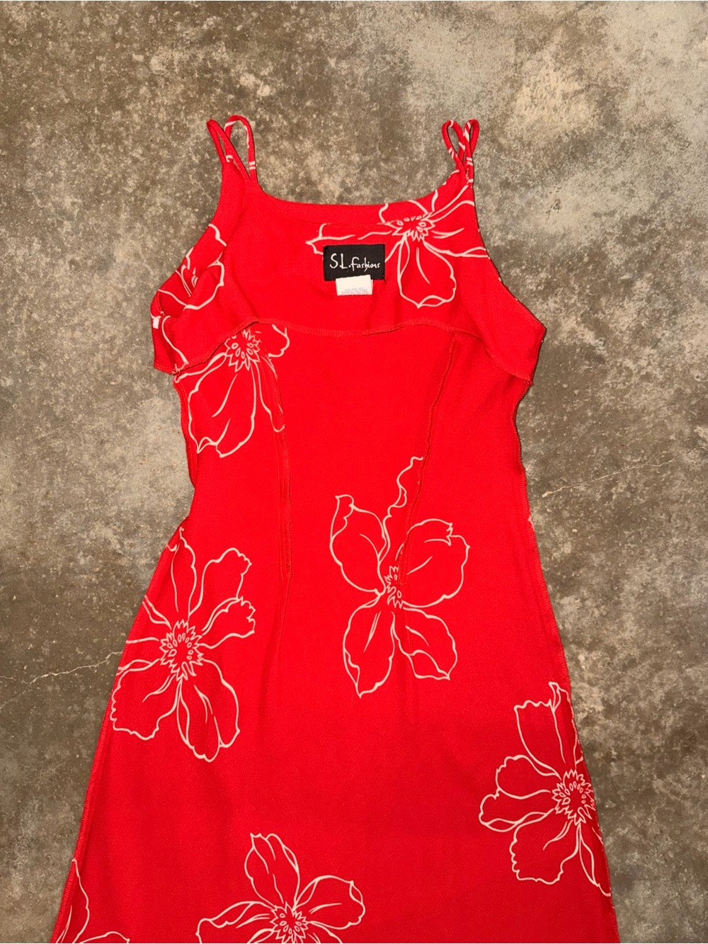 Vintage Red Floral Slip Dress Spaghetti Strap Midi Dress Size 6 - Picture 11 of 12